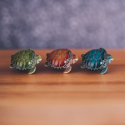 Ensemble de 3 figurines de bébé tortue de mer l 2,75 po