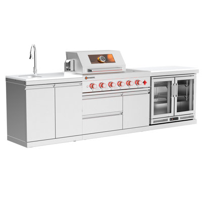 Barbecue de cuisine d'extérieur en acier inoxydable 304 de 304 pièces avec évier et armoire de rangement Pi. Réfrigérateur