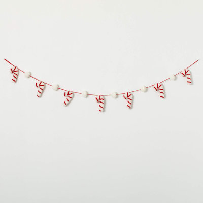 60" Christmas Whimsical Candy Cane Garland, Red-White