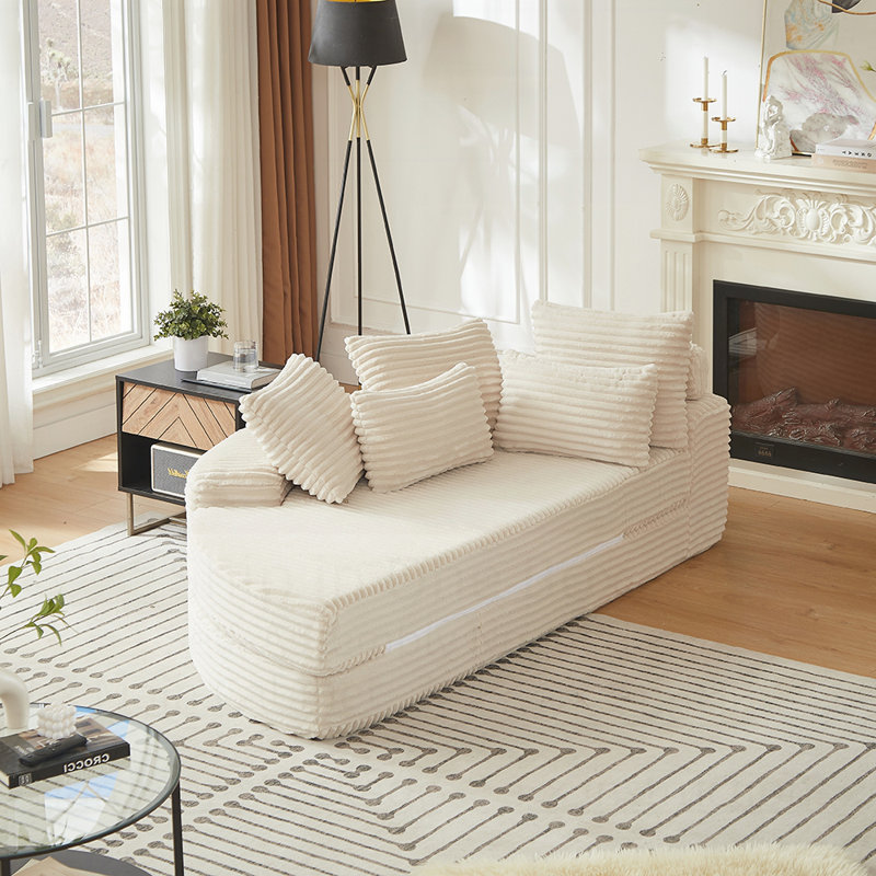 Canapé-lit 2-en-1 Corduroy, Beige
