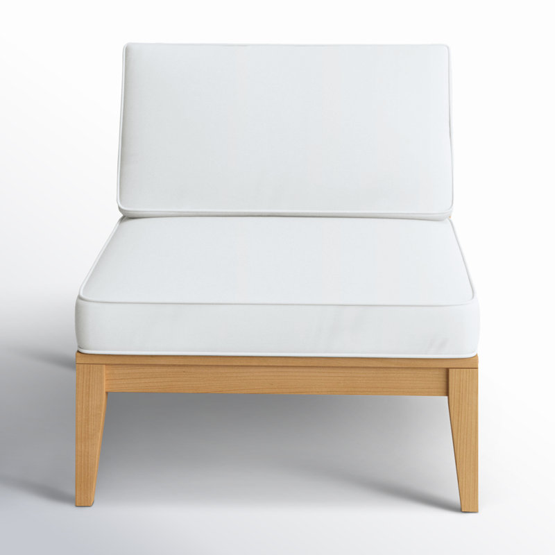 Chaise d'extérieur en bois de teck massif avec coussins Irma