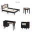 Ensemble de chambre à coucher 3 pièces avec cadre de lit en bois, 1 table de chevet rétro et 1 coiffeuse de maquillage avec tabouret-961977434-961977446