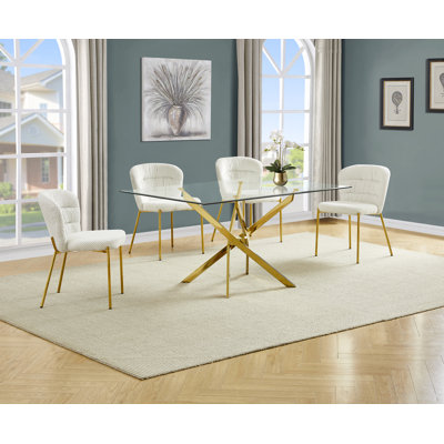 Ensemble de salle à manger rectangulaire en verre trempé avec chaises confortables