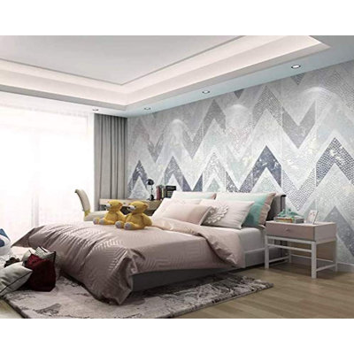 Modern Chevron Wall Mural - Gray Textured Geometric Wallpaper for Home Decor