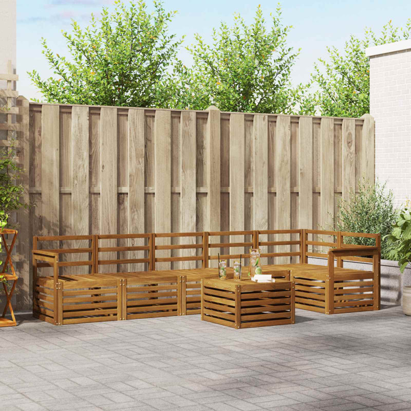  Sectional Sofa Set 7 Pcs Solid Acacia Wood Sets Garden Furniture Patio