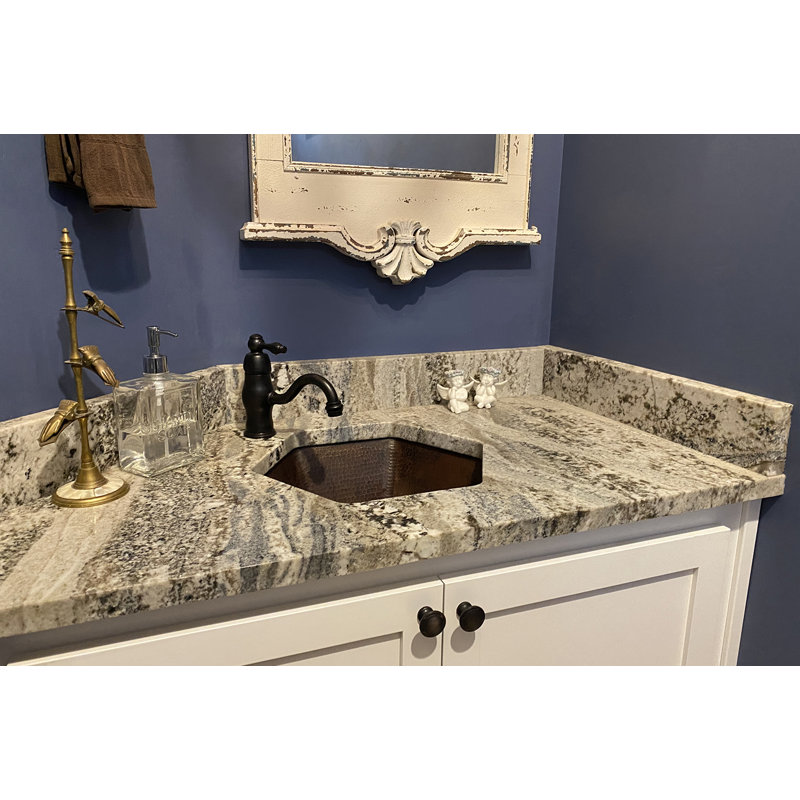 15.5" Hexagon Under Counter Hammered Copper Bathroom Sink