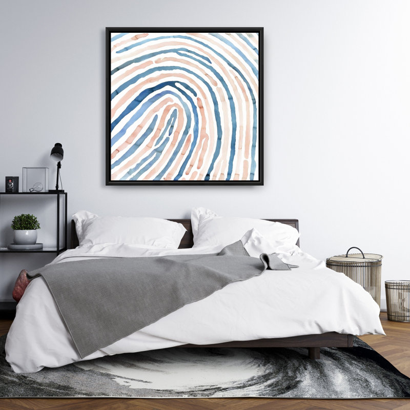 Fingerprint - Shapes Blue Framed Canvas for Home Decor