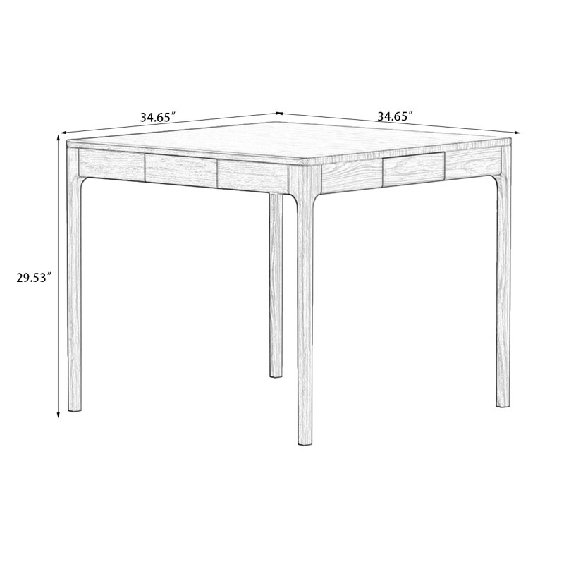 Table de poker carrée en bois massif Nut-brown, Brun noisette