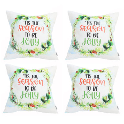 Christmas Quotes Square Printed Throw Pillow Covers (Set Of 4) -  Mike&Co. New York, 50-SET4-712-3279