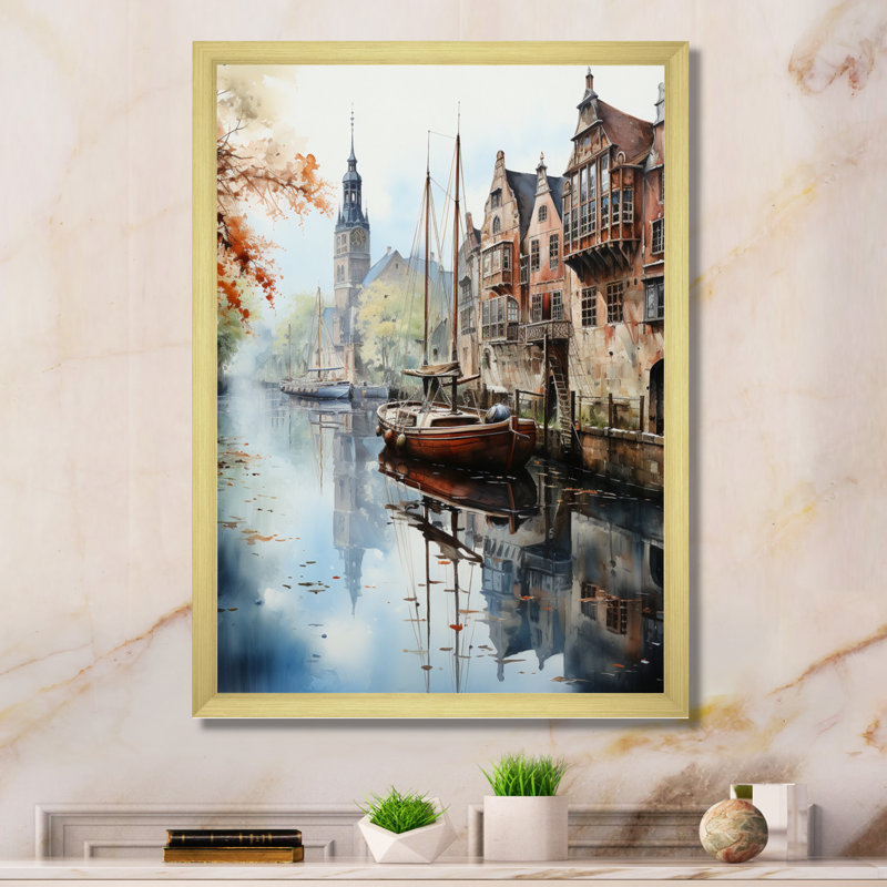 Allemagne Canal Serenity II - impression, H 20 po x l 12 po x P 1 po, Encadrement doré