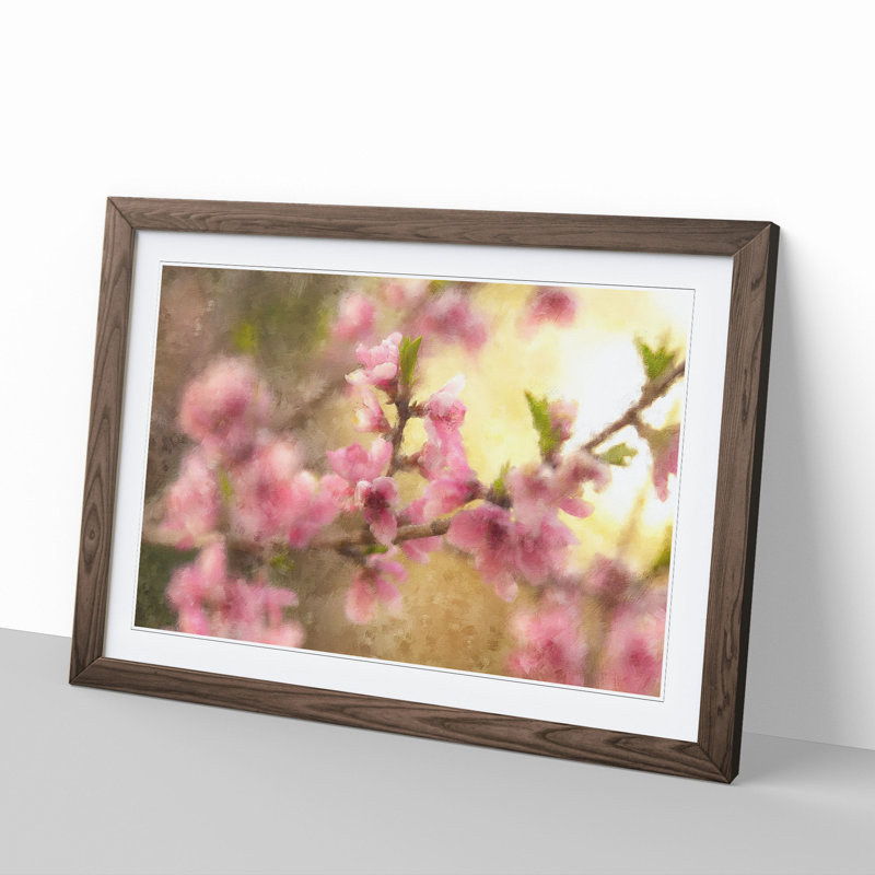 Cherry Blossom Flowers - Framed Print, 36cm H x 48cm W x 2cm D, Walnut Framed
