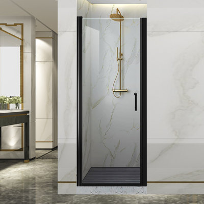 24-25.9 in. W x 72 in. H Pivot Swing Frameless Shower Door with Clear SGCC Tempered Glass