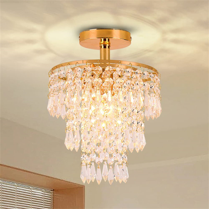 Crystal Semi Flush Mount, Gold
