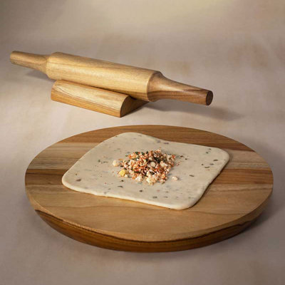 Rolling Pin with Stand | Teak Wood Chakla Belan with Stand Set