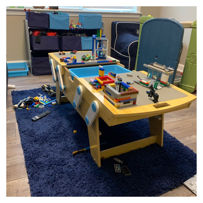 KidKraft Building Bricks Play N Store Wooden Table with 200+