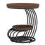 Table de bout ronde 19,68 po avec rangement à 2 niveaux - table d'appoint rustique brun avec structure en arc métallique, table de chevet compacte ou table d'appoint pour le salon, la chambre à coucher et les petits espaces-1932212833