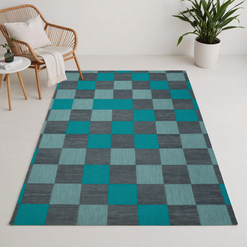 Tapis d'intérieur et d'extérieur à carreaux gris, Rectangulaire 3 pi x 5 pi