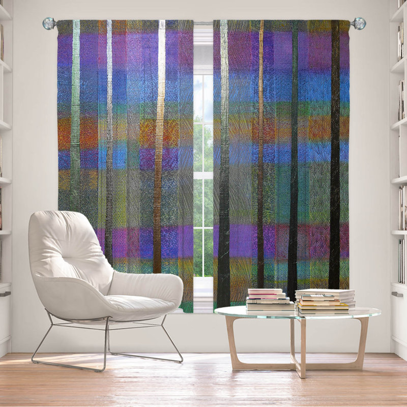 Fehrat Room Darkening Curtain Pair, Purple/Blue/Green, 40" W x 52" L