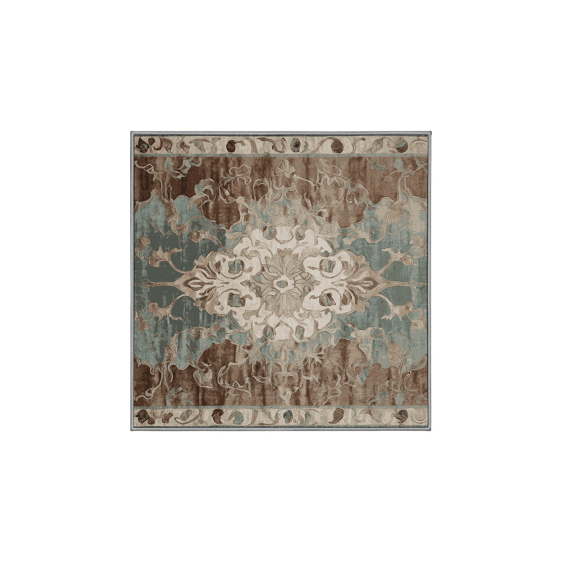 Tapis gris soyeux et moelleux, Carré 6 pi