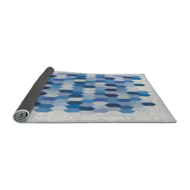 Tapis bleu à motif géométrique Kingstowne, Carré 4 pi