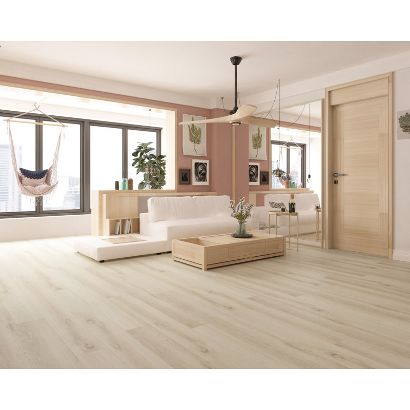 9" x 60" x 8mm Oak Click Lock SPC Luxury Vinyl Plank, Lokai White