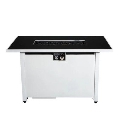 Outdoor Patio 43-Inch Metal Rectangular Fire Pit, 50000 Heat, Hidden Tank, Flame Control, Comes With Lid And Lava Rock Filler