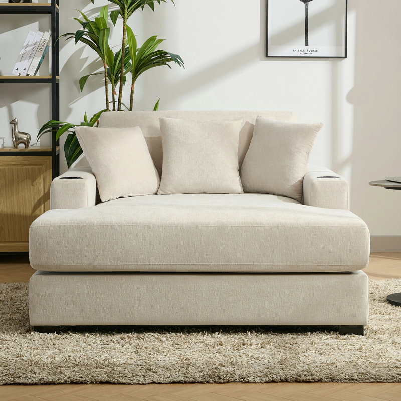 Chaise longue avec coussins, station de charge et porte-gobelets