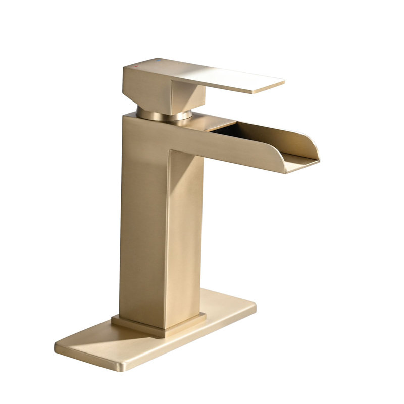 Brushed Gold Stainless Steel Single Handle Waterfall Faucet