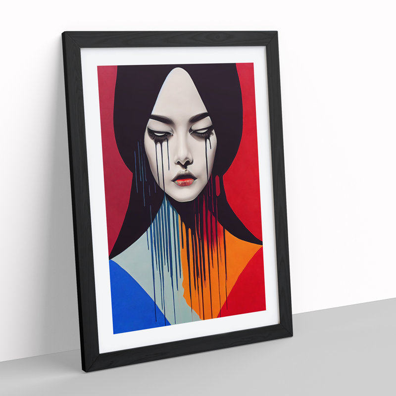 Painted Woman No.2 Abstract - Wall Art, 64cm H x 46cm W, Black Framed, White