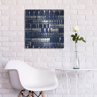  'Indigo Batik 4' by Wild Apple Portfolio Metal Wall Art, 24" x 24"