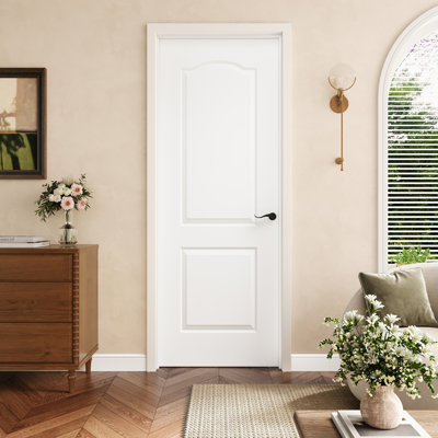 28" X 80" 2-Panel Molded Solid Interior Prehung Arch Top Door With Black Hinges, Solid Core Door Slab With Frame, Interior Door As Pantry Door, Bedroom Door, Laundry Door, Closet Doors, Room Doors, Left Hand