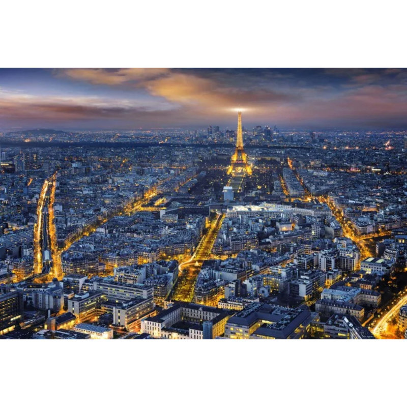 Papier peint paysage urbain Paris, L 114 po x l 204 po