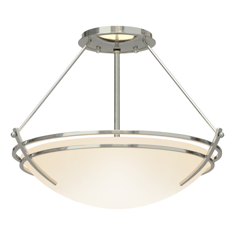Tryne Semi Flush Mount, Sterling, Opal, 12.5" H x 16.4" W x 16.4" D