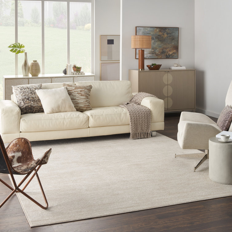Mullican Sandy Solid Ivory/Beige Easy Care Indoor/Outdoor Area Rug