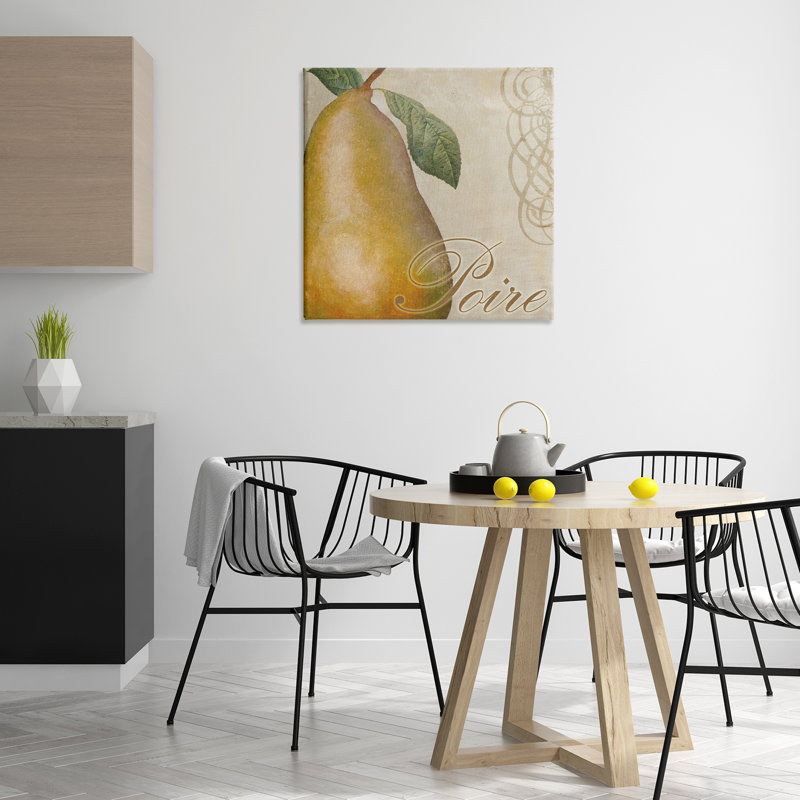 Art mural rétro sur toile poire française par Sasha, H 30 po x l 30 po