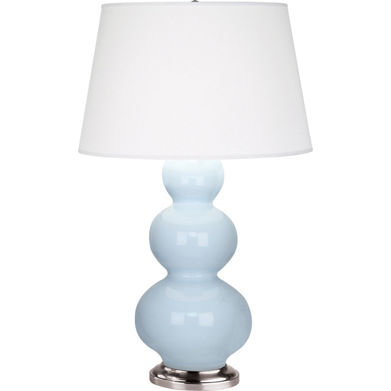 Triple Gourd Table Lamp, Baby Blue/Antique Silver