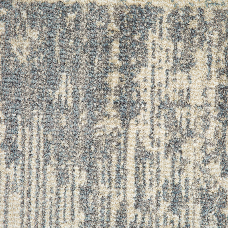 Tapis abstrait gris fait à la machine, Rectangle 6 pi 7 po x 9 pi