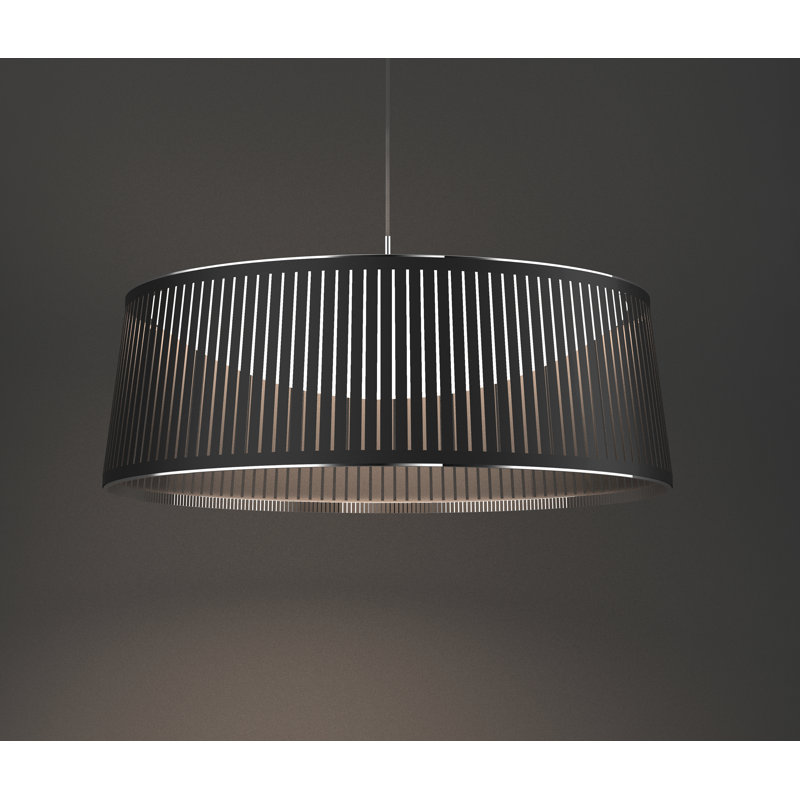 Luminaire suspendu tambour Solis, Noir, H 12 po x l 36 po x P 36 po