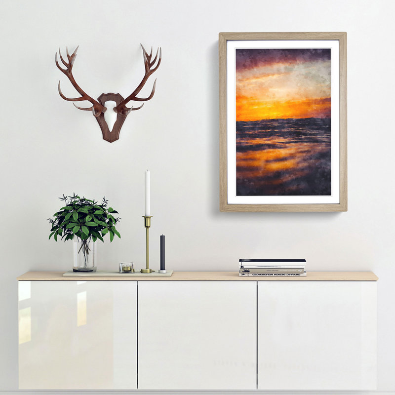 Mood of the Ocean - Picture Frame Painting Print, 33cm H x 24cm W x 2cm D, Oak Framed