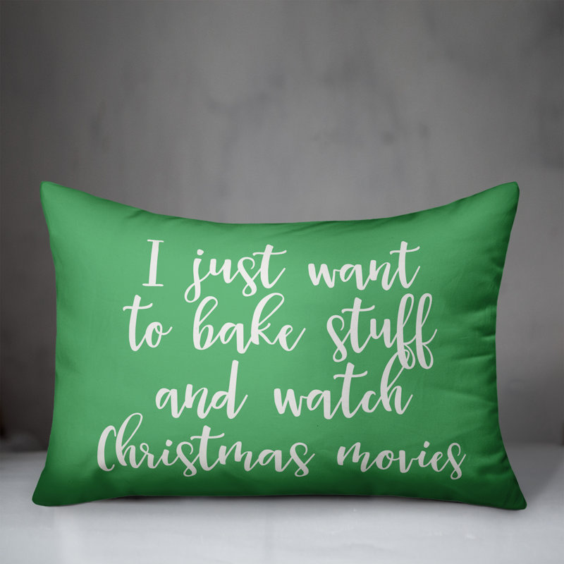  Bake Stuff and Watch Christmas Movies Lumbar Pillow, Light Green