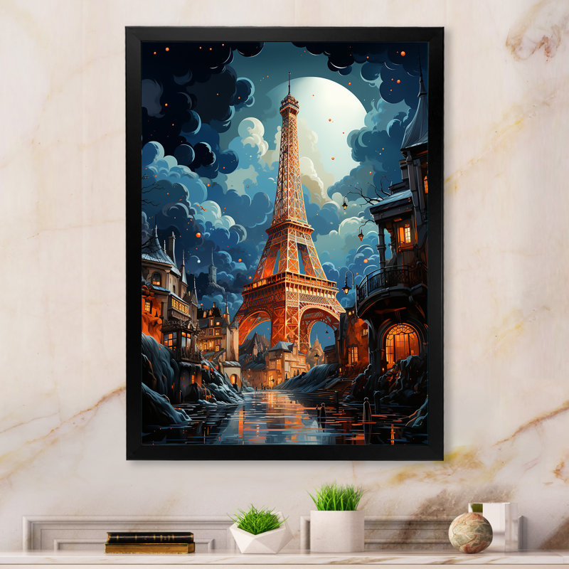 La tour Eiffel, suralisme II - paysages urbains, impressions sur toile, Cadre photo noir, H 32 po x l 16 po x P 1 po