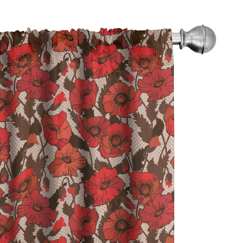 Botanical Floral Semi-Sheer Rod Pocket Curtain Panels, 28" W x 95" L