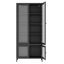 Grande armoire de rangement en métal avec 4 portes vitrées et 5 tablettes latérales