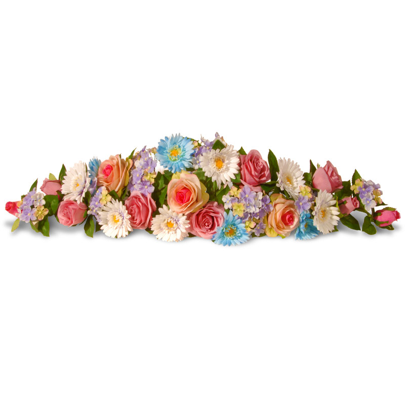 33" Spring Flowers Swag, Pink/Blue/White