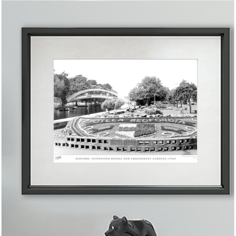 Bedford, Suspension Bridge And Embankment Gardens C1960 - Single Picture Frame Print, 28cm H X 36cm W x 2cm D