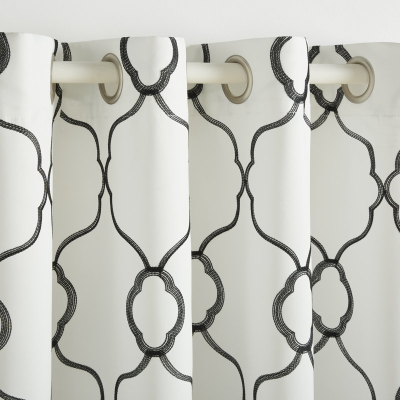 Belmont Room Darkening Curtain Pair, Winter/Black, 52" W x 84" L