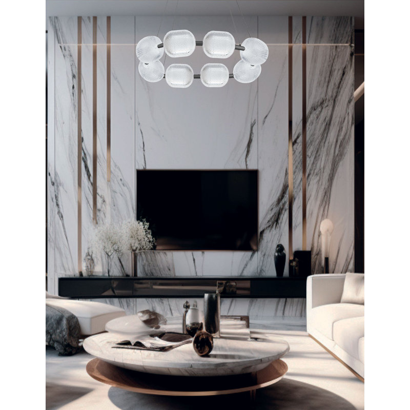 Lustre 8 lumières DEL Peri - 56W, Noir mat