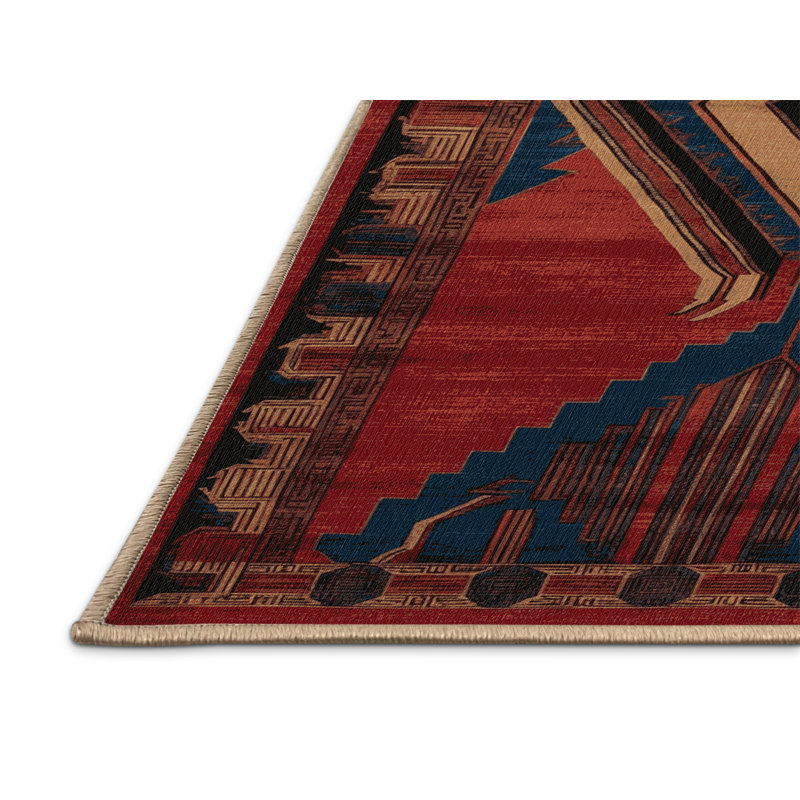 Machine Washable Art Deco Brown Area Rug, Square 6'