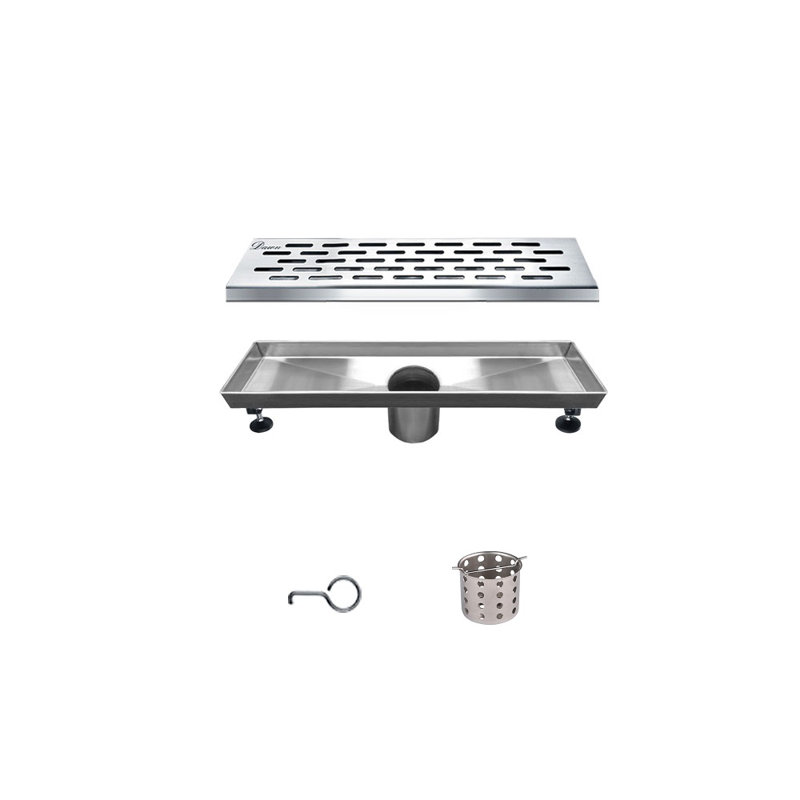 Yangtze River 12 Inch Long Linear Grid Stainless Steel Floor Shower Drain