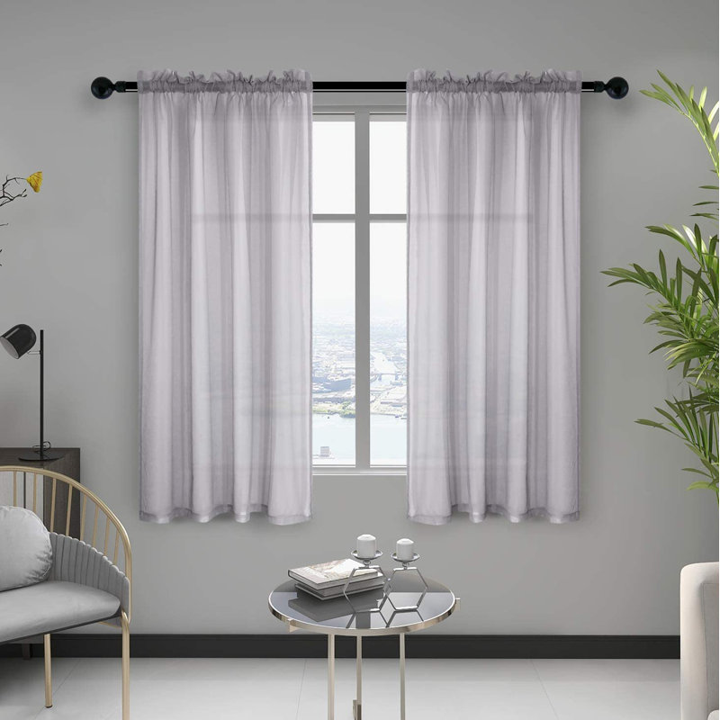Chapple Sheer Curtains / Drapes Pair, 52" L x 96" W, Gray